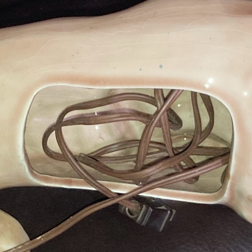 RARE 1950’s CERAMIC BEIGE PANTHER CAT TV MID CENTURY MODERN LAMP - Picture 6 of 16